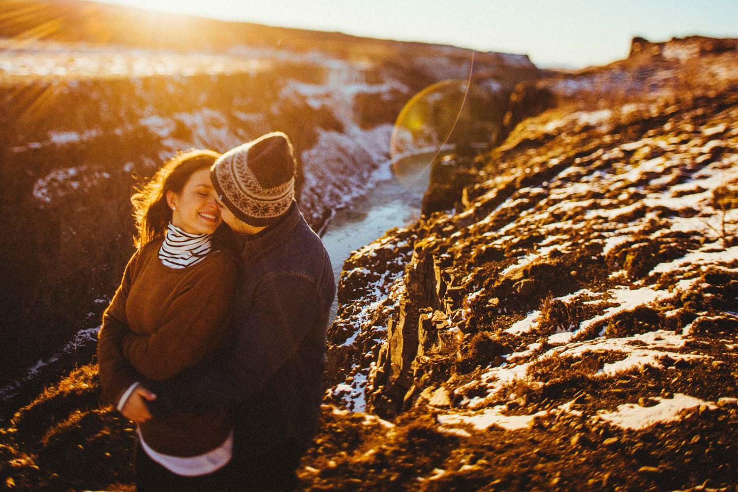 winter engagement session iceland
